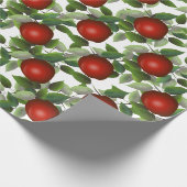 Rote Apfelgrünpflanzen Geschenkpapier (Ecke)
