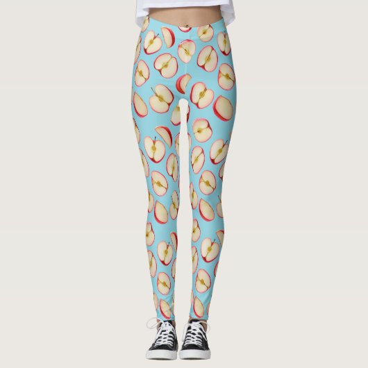 Rote Apfelhälften Muster Leggings (Vorderseite)