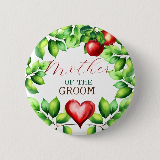 Rote Apple Brautparty Button (Vorderseite)