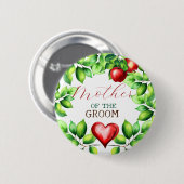 Rote Apple Brautparty Button (Vorne & Hinten)