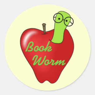 Rote Apple-Buch-Wurm-T-Shirts und Geschenke Runder Aufkleber