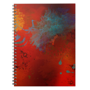 Rote, aqua- und goldfarbene Grunge-Abstrakte Kunst Notizblock