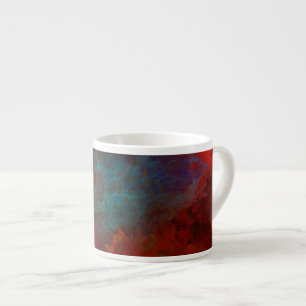 Rote, aqua- und goldfarbene Grunge-Digital-Abstrak Espressotasse
