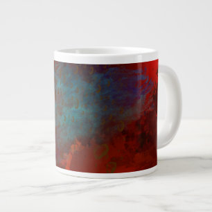 Rote, aqua- und goldfarbene Grunge-Digital-Abstrak Jumbo-Tasse