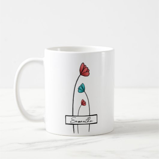 Rote Aquamarine Blume Kaffeetasse (Links)