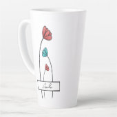 Rote Aquamarine Blume Milchtasse (Linke Ecke)