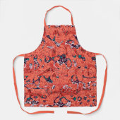 Rote Aquamarine Schwarz-weiße Gepunktete grafische Schürze (Vorderseite)