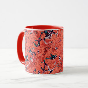 Rote Aquamarine Schwarz-weiße Gepunktete grafische Tasse