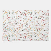 Rote Aquamarine und braune Blätter und Berry Holid Geschirrtuch (Horizontal)