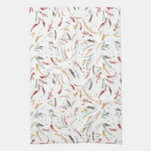 Rote Aquamarine und braune Blätter und Berry Holid Geschirrtuch (Vertikal)