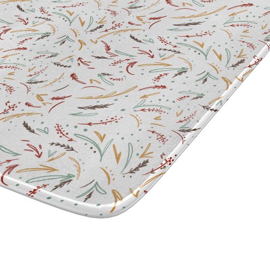 Rote Aquamarine und braune Blätter und Berry Holid Schneidebrett (Ecke)