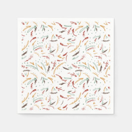 Rote Aquamarine und braune Blätter und Berry Holid Serviette