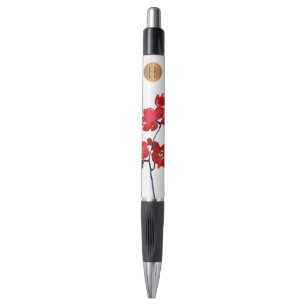 Rote Aquarell-Blumen-Kupfer-Kreis-Monogramm Kugelschreiber