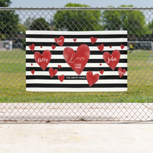 Rote Aquarell-Herzen u. Streifen Banner (Insitu)