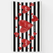 Rote Aquarell-Herzen u. Streifen Banner (Vertikal)