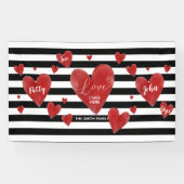 Rote Aquarell-Herzen u. Streifen Banner (Horizontal)