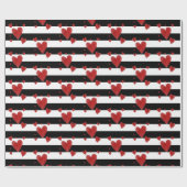Rote Aquarell-Herzen u. Streifen Geschenkpapier (Flach)