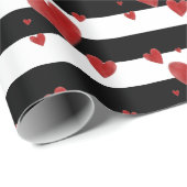 Rote Aquarell-Herzen u. Streifen Geschenkpapier (Rolleneckpunkt)