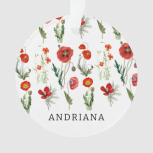 Rote Aquarell-Mohnblumen-Blumen Ornament
