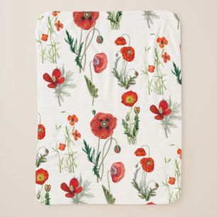 Rote Aquarell-Mohnblumen-Blumen Sherpadecke