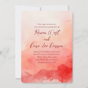 Rote Aquarell-Ombre-Malerei-Hochzeit Einladung