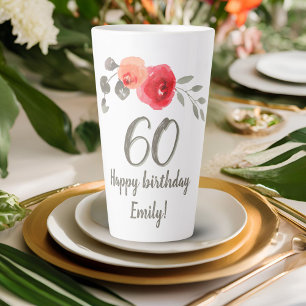 Rote Aquarell-Rosen-Blume 60. Geburtstag Floral  Milchtasse