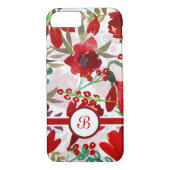 Rote Aquarell-Tulpen, Monogramm Case-Mate iPhone Hülle (Rückseite)