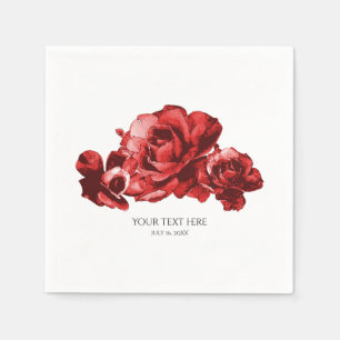 Rote Aquarell-Vintage-Rosen Elegante Blumen Serviette