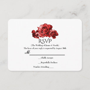Rote Aquarell-Vintage-Rosen Elegante Florale RSVP Karte