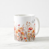 Rote Aquarell Wildblumen  Kaffeetasse (VorderseiteRechts)