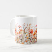 Rote Aquarell Wildblumen  Kaffeetasse (Vorderseite Links)