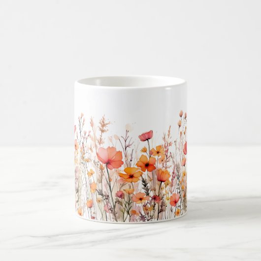 Rote Aquarell Wildblumen  Kaffeetasse (Mittel)