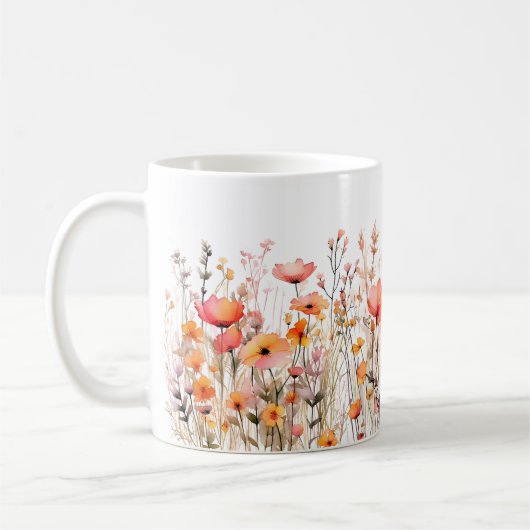 Rote Aquarell Wildblumen  Kaffeetasse (Links)
