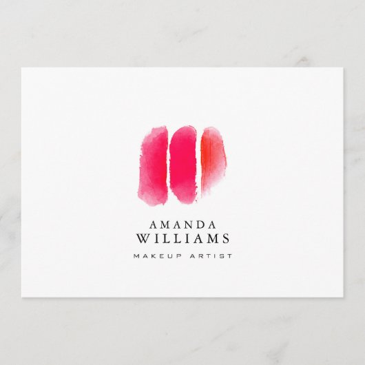 Rote Aquarellfarben Makeup-Armbanduhren mit flache Mitteilungskarte (Vorderseite)