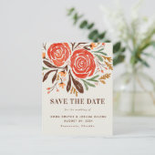 Rote Aquarellfarben Rose Save the Date blühend Einladungspostkarte (Stehend Vorderseite)