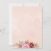 Rote Aquarellkarte, elegante Blumenkarte f Einladung (Rückseite)