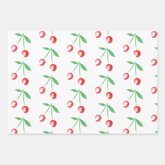 Rote Aquarellkirsche Geschenkpapier Set (Vorderseite)