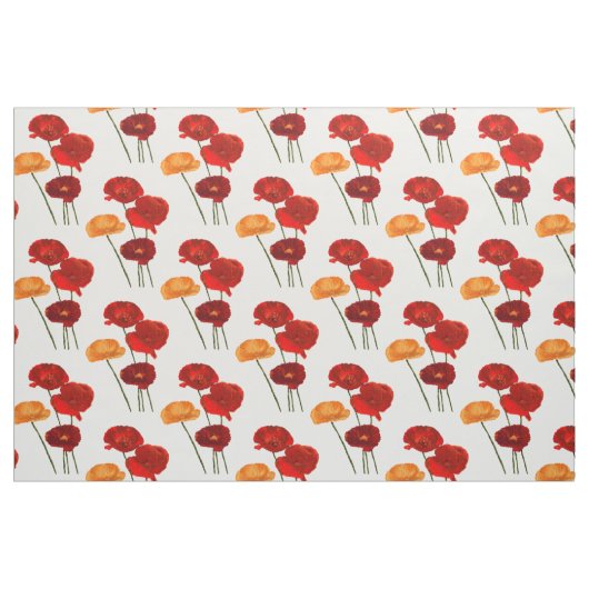 Rote Aquarellmohn Stoff (Fat Quarter (45,7 x 55,9 cm))