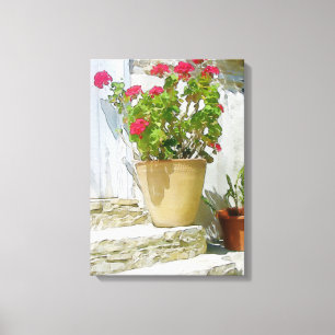Rote Aquarellpelargonie Leinwanddruck