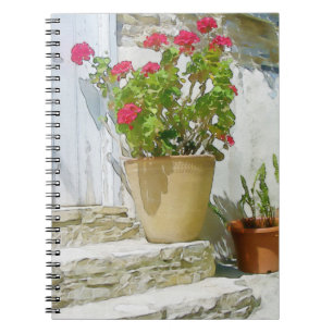 Rote Aquarellpelargonie Notizblock