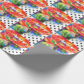 Rote Aquarelltöne, schwarz und weiß, Polka-Punkte Geschenkpapier (Ecke)