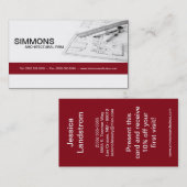 Rote architektonische Blaupausen-Visitenkarte Visitenkarte (Vorne/Hinten)