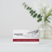 Rote architektonische Blaupausen-Visitenkarte Visitenkarte (Stehend Vorderseite)