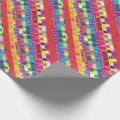 rote Armbanduhren, Streifen und farbige Pixel Geschenkpapier (Ecke)