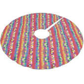 rote Armbanduhren, Streifen und farbige Pixel Polyester Weihnachtsbaumdecke (Schrägansicht)