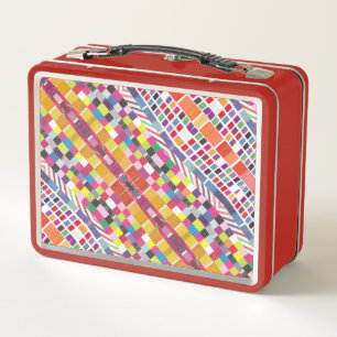 Rote Armbanduhren und farbige Pixel - Metalldose Metall Brotdose