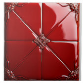 Rote Art Deco Fliese (Vorderseite)