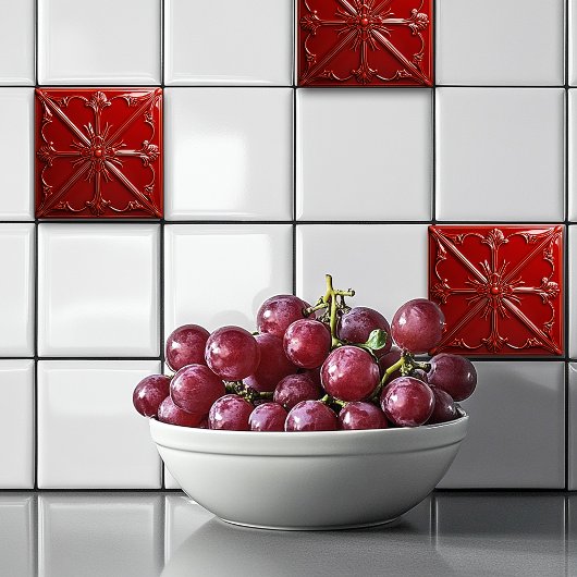 Rote Art Deco Fliese