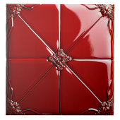 Rote Art Deco Fliese