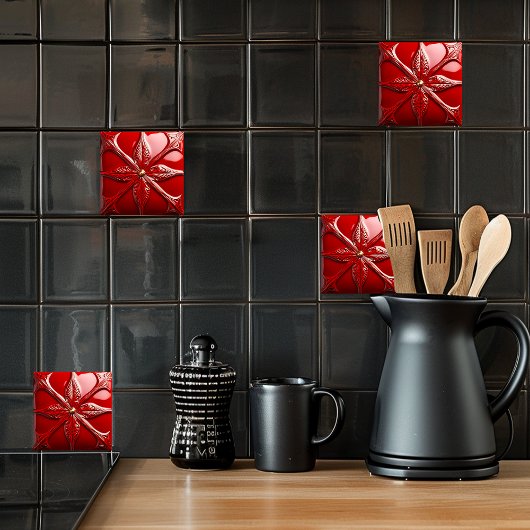 Rote Art Deco Fliese